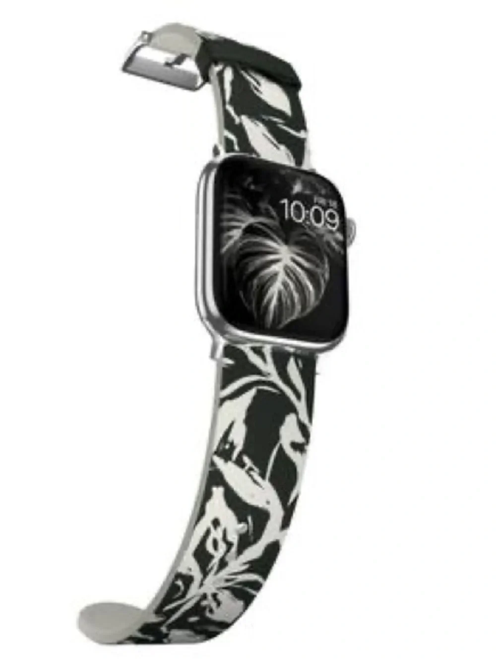 Black & White Floral Silicone Apple Watch Band